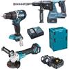 Makita Trapano + Smerigliatrice + Tassellatore + 3 Batterie 18V MAKITA Kit DLX3119TJ