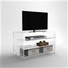 Designtrasparente Carrello TV 90x30 mobile in plexiglass trasparente, ruote e ripiani