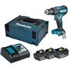 Makita Trapano avvitatore con percussione Makita DHP485RF3J 18V con 3 batterie da 3 ah