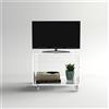 Designtrasparente Carrello TV 90x30 mobile in plexiglass trasparente, ruote e ripiani