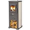 K-Line Stufa A Legna In Acciaio E Ghisa 6,6 kW Con Portalegna K-Line Karma Beige