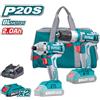 Total AVVITATORE+AVVITATORE A MASSA BATTENTE 1/4" 20V +2 BATTERIE 2Ah +ACCESSORI TOTAL