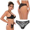 Slip donna mutanda nera in pizzo trasparente cavallo aperto tanga crotchless hot