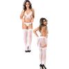 Completo intimo sexy per donna perizoma reggiseno calze trasparente slip tanga