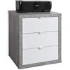 BricoShop24 Cassettiera Comodino in Legno 3 Cassetti Bianca Laccata Chiave Ufficio Scrivania