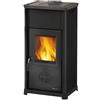 BricoShop24 Stufa a Legna Nordica 6kw Antracite Ghisa Tubo 12 Extraflame con Vetro Carbone