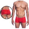 Boxer uomo rosso mutanda sexy a gamba corta in pizzo trasparente slip aderente