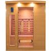 BricoShop24 Cabina Sauna a Raggi Infrarossi 3 Posti in Legno Casa Ionizzatore Cromoterapia