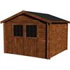BricoShop24 Casetta in Legno Trattato 3x3 metri 34 mm Block House Porta Attrezzi da Giardino