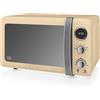 SWAN Retro Microonde Digitale 20L, 5 Livelli di Potenza, Scongelamento, Timer 60 Min.