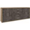 BricoShop24 Credenza Armadio 4 Ante 4 Cassetti Noce Nero 200 cm Basso in Legno Tv