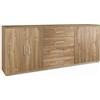 BricoShop24 Credenza Armadio Noce 200 cm Basso 4 Ante 4 Cassetti in Legno Tv