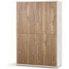 BricoShop24 Armadio Bianco Noce Mobile 160 cm Credenza 4 Ante con Ripiani Soggiorno