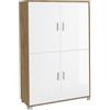 BricoShop24 Madia Armadio Noce Bianco Lucido Mobile Credenza 4 Ante Buffet Soggiorno