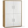 BricoShop24 Armadio Noce Bianco Mobile Credenza 4 Ante con Ripiani Ufficio Soggiorno