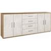 BricoShop24 Credenza Armadio 200 cm 4 Ante 4 Cassetti Noce Bianco Basso in Legno Tv