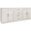 BricoShop24 Credenza Bianco Armadio 200 cm 4 Ante 4 Cassetti Basso in Legno Porta Tv