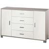 BricoShop24 Mobile Credenza 2 Ante 4 Cassetti Bianco Olmo Madia Contenitore Buffet Salotto