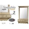 GCHOME SPECCHIO RETTANGOLARE LEGNO CLASSIC SHABBY CHIC MENSOLA MARRONE 2 CASSETTI 88*57