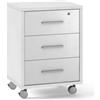 Creta Cassettiera in Legno Ossido Bianco 3 Cassetti con Chiave Ruote Scrivania Ufficio