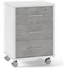 Creta Cassettiera Ossido Grigio 3 Cassetti con Chiave Ruote da Scrivania Ufficio Legno