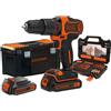 BLACK & DECKER TRAPANO BLACK & DECKER 18 V BDCHD 18S2KA - 2 batterie+104 accessori+cassetta