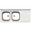 BricoShop24 Lavandino da Cucina Appoggio 120x50 cm Lavello 2 vasche Gocciolatoio Destro