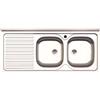 BricoShop24 Lavello Lavandino da Cucina Appoggio 120x50 cm 2 vasche Gocciolatoio Sinistro