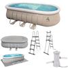 Jilong Piscina Ovale 610x360x122 Gonfiabile Pompa Filtro Cartuccia 2 Teli + Scaletta