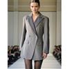 Giacca da Tailleur Blazer Donna Ufficio Elegante Raso Slim Grigio Gessato 26239