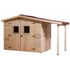 BricoShop24 Casetta Legnaia 2.4x1.6 con Pavimento Interno in Legno Pannelli 16 mm Attrezzi