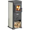 K-Line Stufa a Legna in Acciaio e Ghisa con Portalegna K-Line Karma Beige 6,6 KW
