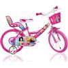 Dino Bikes Bicicletta per Bambina 16 Pollici Princess 4 5 6 7 Anni con Rotelle