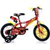 Dino Bikes Bicicletta da Bambino Flash Ruota 14 Pollici 3 4 5 6 anni Bimbo Rotelle Freni