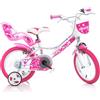 Dino Bikes Bicicletta per Bambina Ruota 14 Pollici 3 4 5 6 Anni Rotelle 2 Freni Bici Bimba