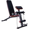 HOMCOM Panca Multifunzione per Addominali Panca Fitness Inclinata Nero e Rosso