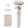 Braun Epilatore SILK EPIL 9 Flex Ricaricabile White e Gold SES9 011
