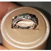 Anello rosario in oro bianco 750 18 kt con zirconi bianchi e verdi incastonati