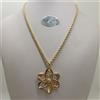 COLLANA DONNA CON CIONDOLO FIORE IN ORO GIALLO ,BIANCO E ROSA 18KT 9,9 GR (7493)