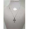 COLLANA DA DONNA CIONDOLO CROCE CON ZIRCONI IN ORO BIANCO 18KT 4,4 GR. (3386)