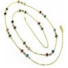 COLLANA LUNGA ORO GIALLO 18K, MAGLIA ROLO E CUBI CON DISCHI DI TORMALINA, 65 CM