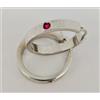 Produzione Orafa Aretina ORECCHINI DONNA CERCHIO ORO BIANCO MASSICCIO 750 18K GRECA ZIRCONE RUBINO ROSSO