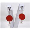 ORECCHINI IN ORO BIANCO 18KT CON AGATA ROSSA INCISA E PERLE BIANCHE OBHT 0151