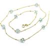 COLLANA IN ORO GIALLO O ROSA 18K, MAGLIA ROLO CON CUBI E ACQUAMARINA, 44 CM