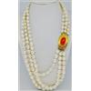 Produzione Orafa Aretina COLLANA DONNA PERLE NATURALI CORALLO VERO ORO GIALLO 18K COLLIER FEMME OR PERLES