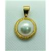 Produzione Orafa Aretina CIONDOLO PENDENTE CHARM PERLA VERA BIANCA MABÈ ORO GIALLO 18K 750 COLLANA DONNA