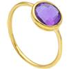 ANELLO ORO GIALLO 18K, SOLITARIO CON CITRINO O AMETISTA O TOPAZIO TONDO DA 8 MM
