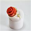 ANELLO IN ORO GIALLO 18 kt CON ROSA DI CORALLO CERASUOLO INCISA 20 mm OGNK 073