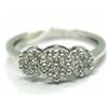 ANELLO IN ORO BIANCO 18K, TRILOGY, PAVE', CON DIAMANTI, TOTALE 0.50 CARATI
