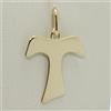CIONDOLO CROCE TAU IN ORO GIALLO O BIANCO 18K, SAN FRANCESCO , PIATTA, 2.7-3.2CM